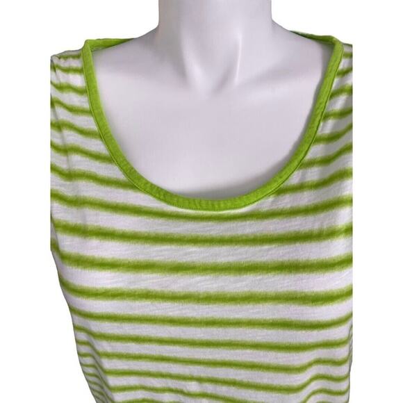 2X Michael Kors Green Striped Sleeves Gathered Tie Shoulder Shirt Blouse - Picture 3 of 7